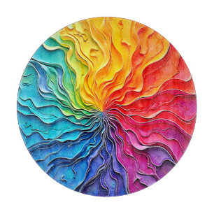 Texturierte Regenbogen-Swirbel-Kunst Schneidebrett