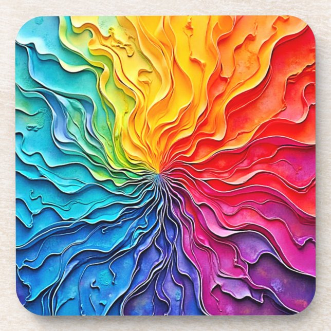 Texturierte Regenbogen-Swirlarbeit Getränkeuntersetzer (Vorderseite)