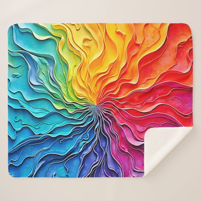 Texturierte Regenbogen-Swirlkunst Sherpadecke (Vorderseite (Horizontal))