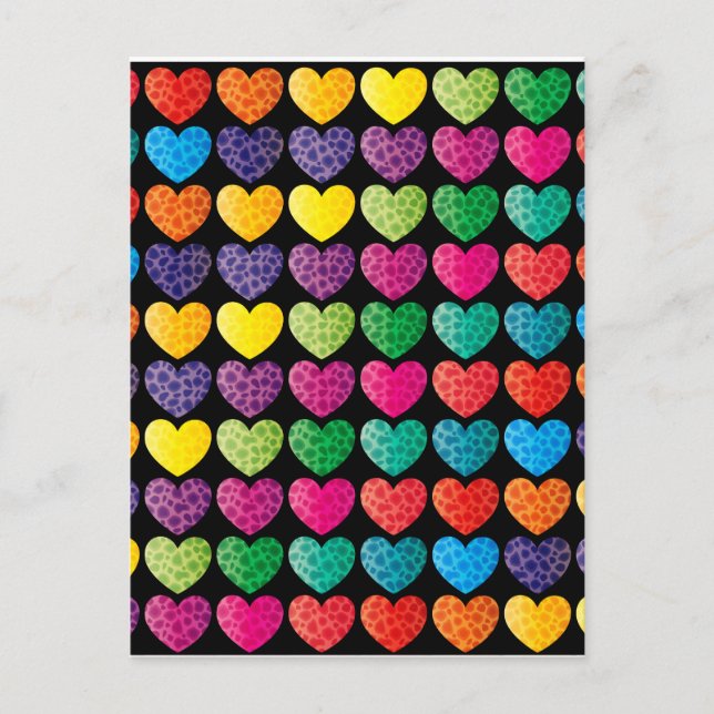 Texturierte Regenbogenherzen Postkarte (Vorderseite)