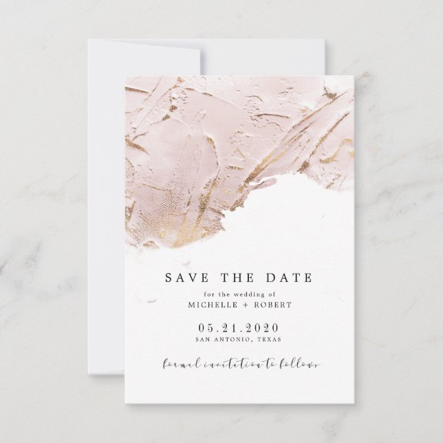 texturierte Rose Goldfolie Foto Save the Date Einladung (Vorderseite)