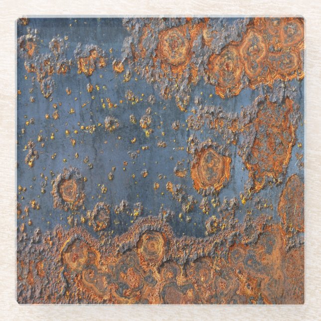 Texturierte rostfreie Metall Hintergrund. Glasuntersetzer (Vorderseite)