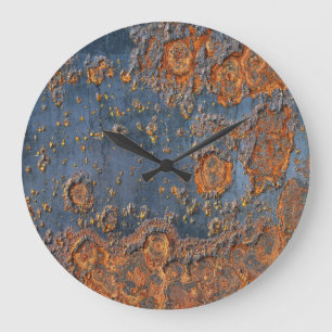 Texturierte rostfreie Metall Hintergrund. Große Wanduhr