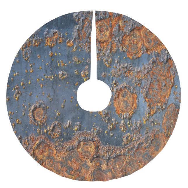 Texturierte rostfreie Metall Hintergrund. Polyester Weihnachtsbaumdecke (Vorderseite)