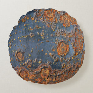 Texturierte rostfreie Metall Hintergrund. Rundes Kissen