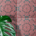 Texturierte rot-weiß-grau Symmetrische Geometrie Fliese<br><div class="desc">Dies ist eine wunderschöne Keramik, die eine Symphonie von Design und Farbe zeigt. Die Kachel ist mit einem aufwändigen Muster roter Blumenmotive geschmückt, die in Weiß umrissen sind und sich vor einem dunkelgrauen Hintergrund abheben. Jede Blume ist aufwändig mit detaillierten Mustern in ihren Blättern gestaltet, was zur verzierten Ästhetik insgesamt...</div>