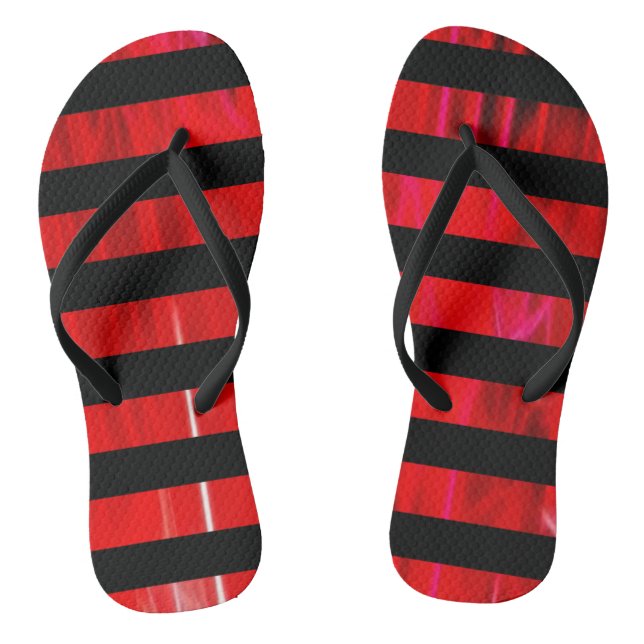 Texturierte rote und schwarze Streifen gemustert Flip Flops (Fußbett)