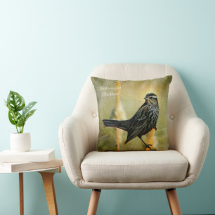 Texturierte Rotwinged Blackbird Throw Kissen