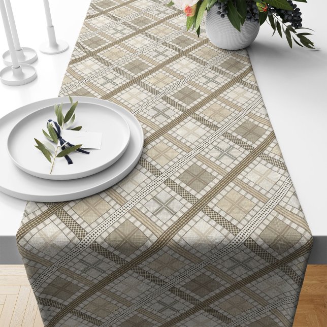 Texturierte Tischläufer in neutraler geometrischer (Textured Table Runner in Neutral Geometric Design)