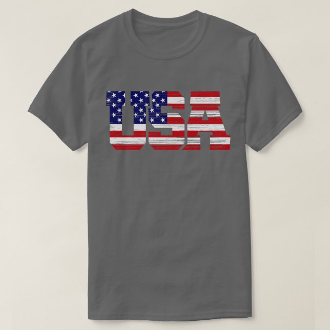 Texturierte USA Flaggentypografie T-Shirt (Design vorne)