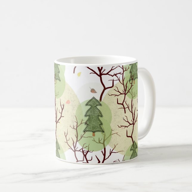 Texturierte Weihnachtsbäume und getrocknete Bäume. Kaffeetasse (VorderseiteRechts)