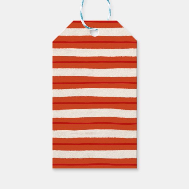 Texturierte Weihnachtsstreifen in rot und weiß Geschenkanhänger (Vorderseite)