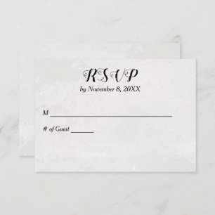 Texturierte weiße Hochzeit RSVP Karte