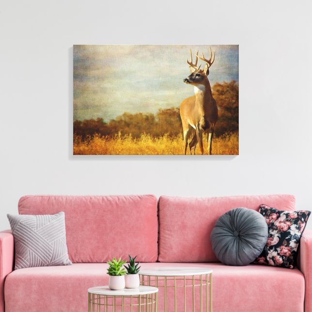 Texturierte Whitetail Stretched Canvas Print Leinwanddruck (Insitu (Wohnzimmer))