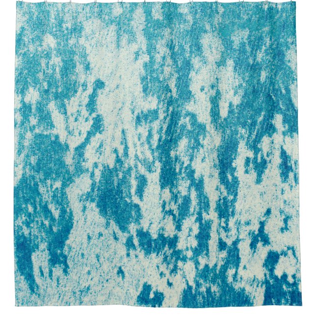 Texturierter blauer Hintergrund aus dichtem Stoff. Duschvorhang (Vorderseite)