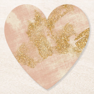 *~* Texturierter Glitzer Goldene Rosa Untersetzer