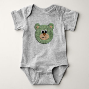 Texturierter Grüner Teddybär Baby Strampler