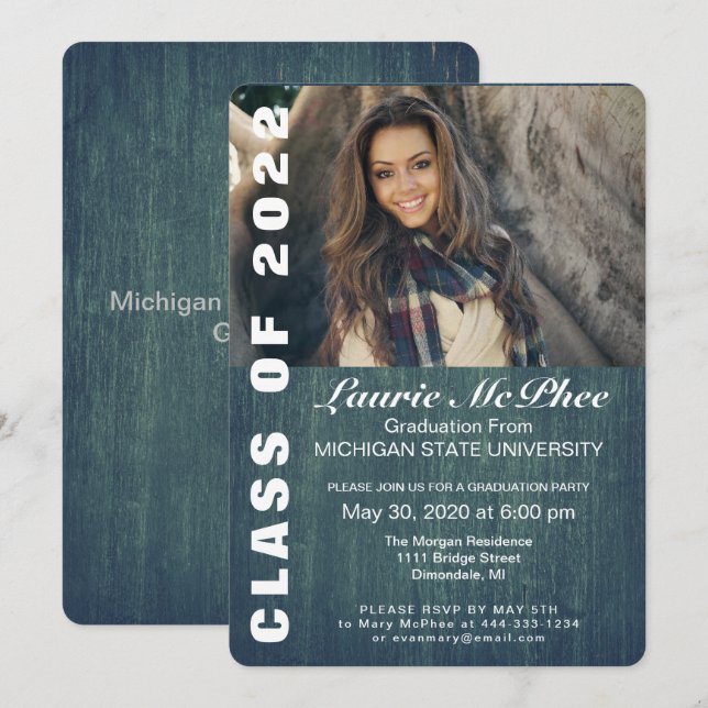 Texturierter Hintergrund - Foto-Graduate Einladung (Vorne/Hinten)
