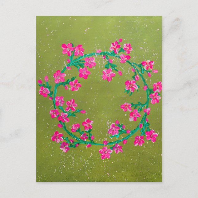 Texturierter rosa Blumenkranz  Postkarte (Vorderseite)