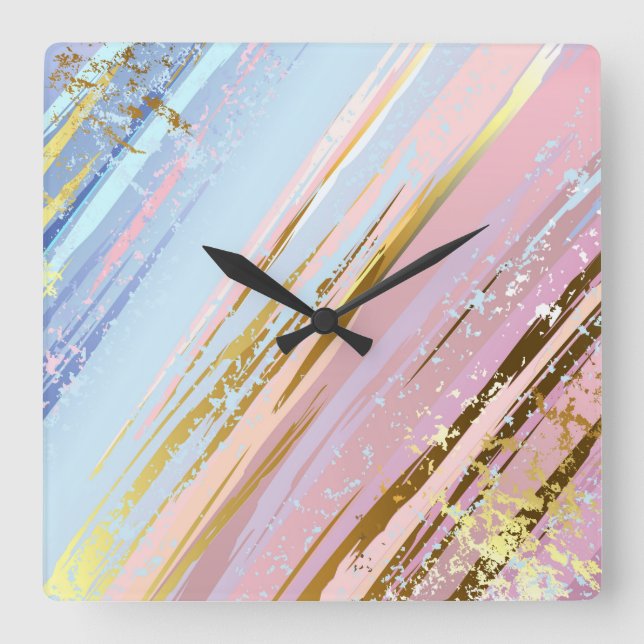 Texturierter rosa Hintergrund Quadratische Wanduhr (Vorderseite)