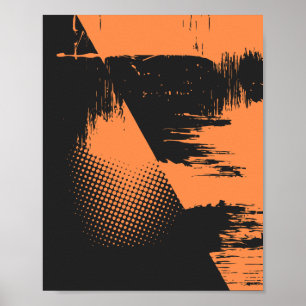 Texturiertes abstraktes Design in Schwarz und Oran Poster