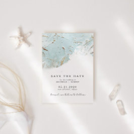 Texturiertes Blue-Gold-Foil-Foto Save the Date Einladung