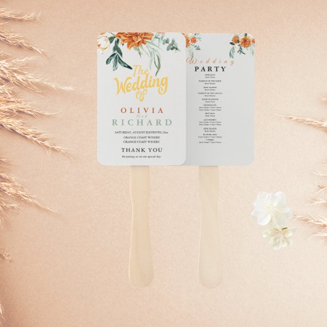 Texturiertes Boho-Pampasgras-Hochzeitsprogramm-Han Fächer (Von Creator hochgeladen)