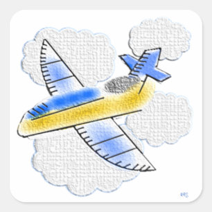 Texturiertes Flugzeug im Himmel Quadratischer Aufkleber