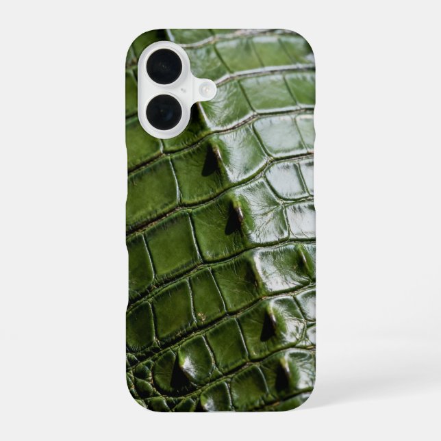 Texturiertes grünes Krokodilleder iPhone 16 Hülle (Rückseite)