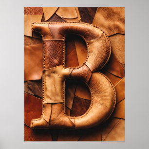 Texturiertes Leder-Patchwork „B“ Monogramm Poster