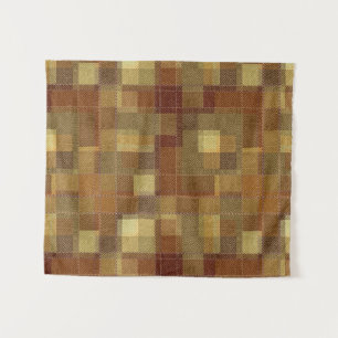 Texturiertes monochromes braunes Tartan-Karo. Wandteppich