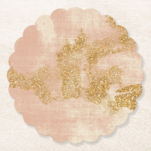 *~* Texturiertes rosa Gold Glitter abgenutzt Golde Untersetzer