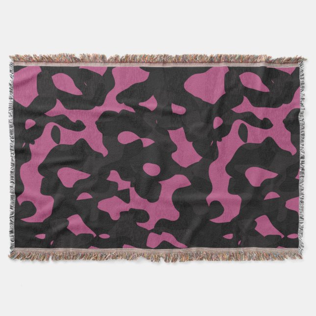 Texturiertes rosa und schwarzes Tarnmuster abstrak Decke (Vorderseite)