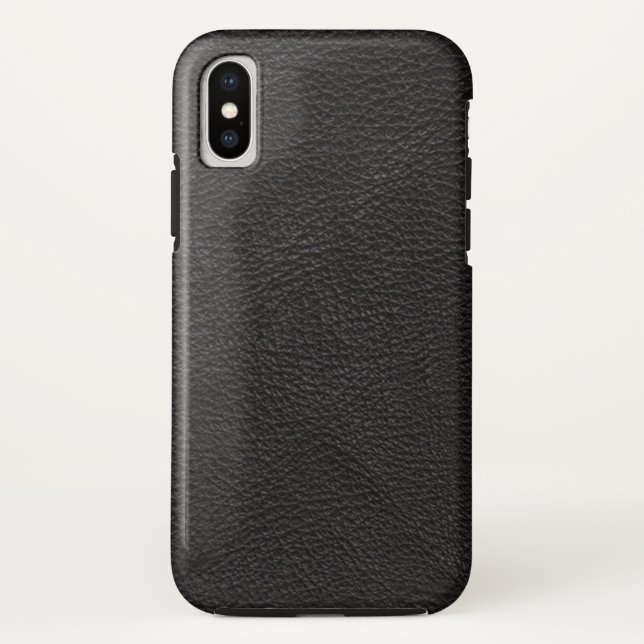 texturiertes schwarzes Leder Case-Mate iPhone Hülle (Rückseite)