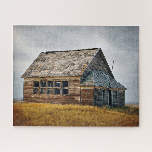 Texturiertes Vintages Schulhaus-Foto Puzzle (Horizontal)