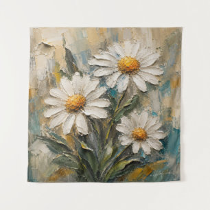 Texturiertes weißes Gänseblümchen-Bouquet Wandteppich