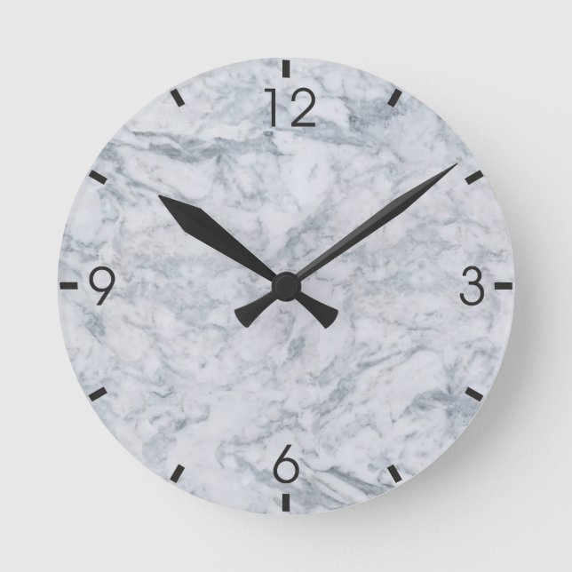 Texturlehre aus weißem Marmor Runde Wanduhr (Vorderseite)