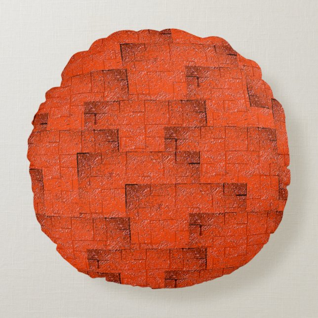 Texturmosaik, das wie eine Wand aus Ziegeln aussie Rundes Kissen (Vorderseite)