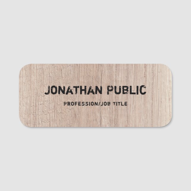 Textvorlage, die durch Holzaussehen beeinträchtigt Namensschild (Vorderseite)