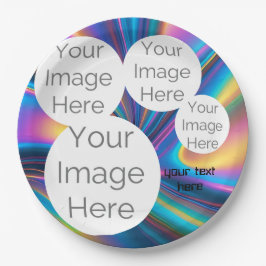 Textvorlage für benutzerdefinierte Fotos in Papier Pappteller