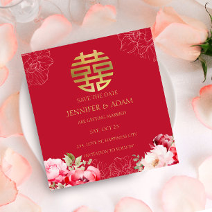 Tezeremonie Chinesische Hochzeit Save-the-Date-Kar Einladung