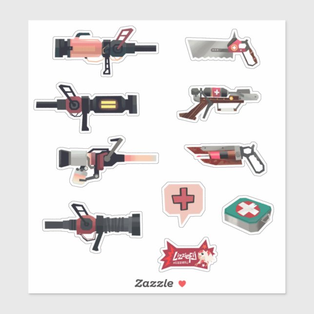 TF2 RED Medic Arsenal Aufkleber Set (Blatt)