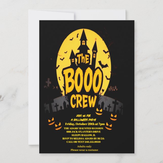 TF Boo Crew Halloween-Party Einladung (Vorderseite)