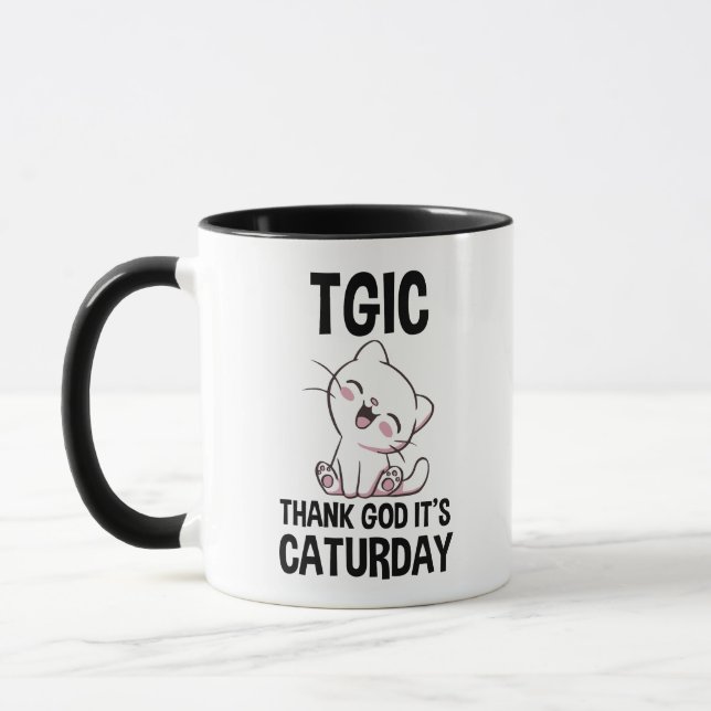 TGIC Gott sei Dank ist Caturday Tasse (Links)