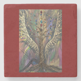 Th Divine Tree Of Life celestial wings and jewels  Steinuntersetzer