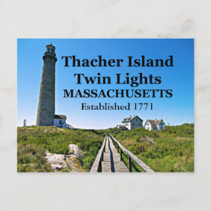 Thacher Island Twin Lights, Massachusetts Postkart Postkarte