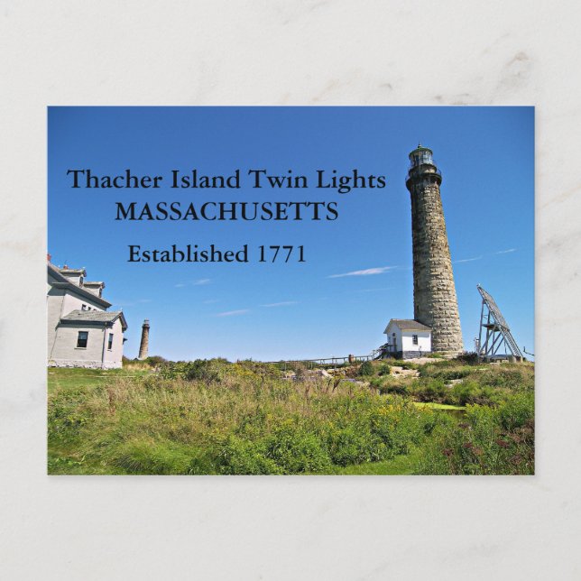 Thacher Island Twin Lights, Massachusetts Postkart Postkarte (Vorderseite)