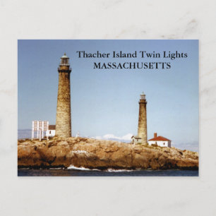 Thacher Island Twin Lights, Massachusetts Postkart Postkarte