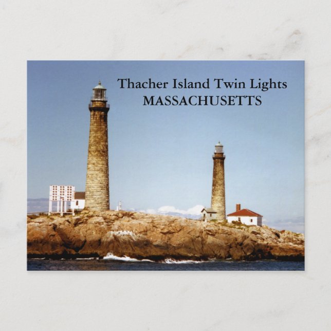 Thacher Island Twin Lights, Massachusetts Postkart Postkarte (Vorderseite)