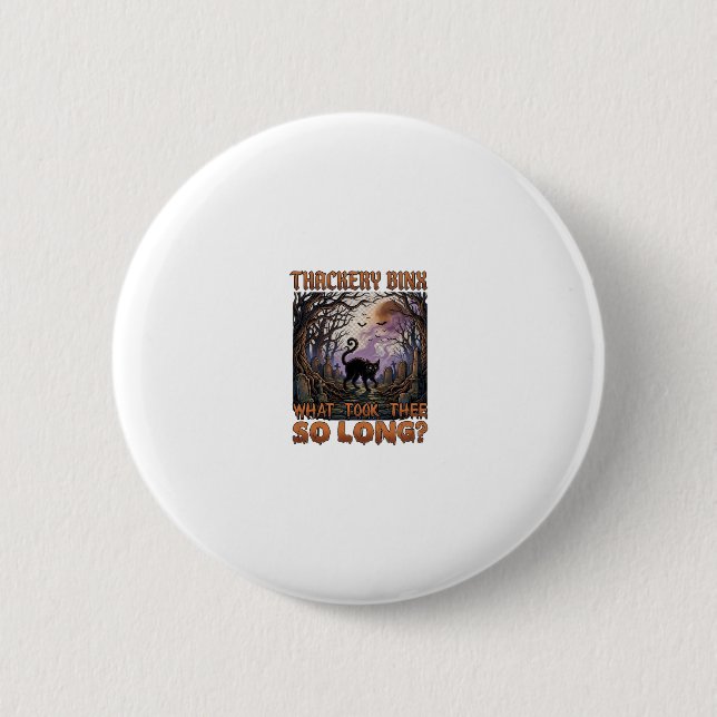 Thackery Binx Schwarze Katze Halloween Friedhof Fl Button (Vorderseite)